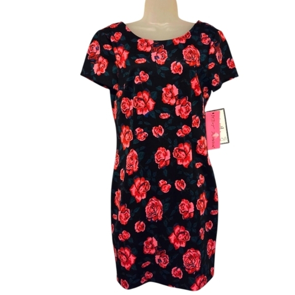 NWT Betsey Johnson Full Bloom Floral Print Scuba Knit Cocktail Dress Women's 8 - Picture 2 of 9